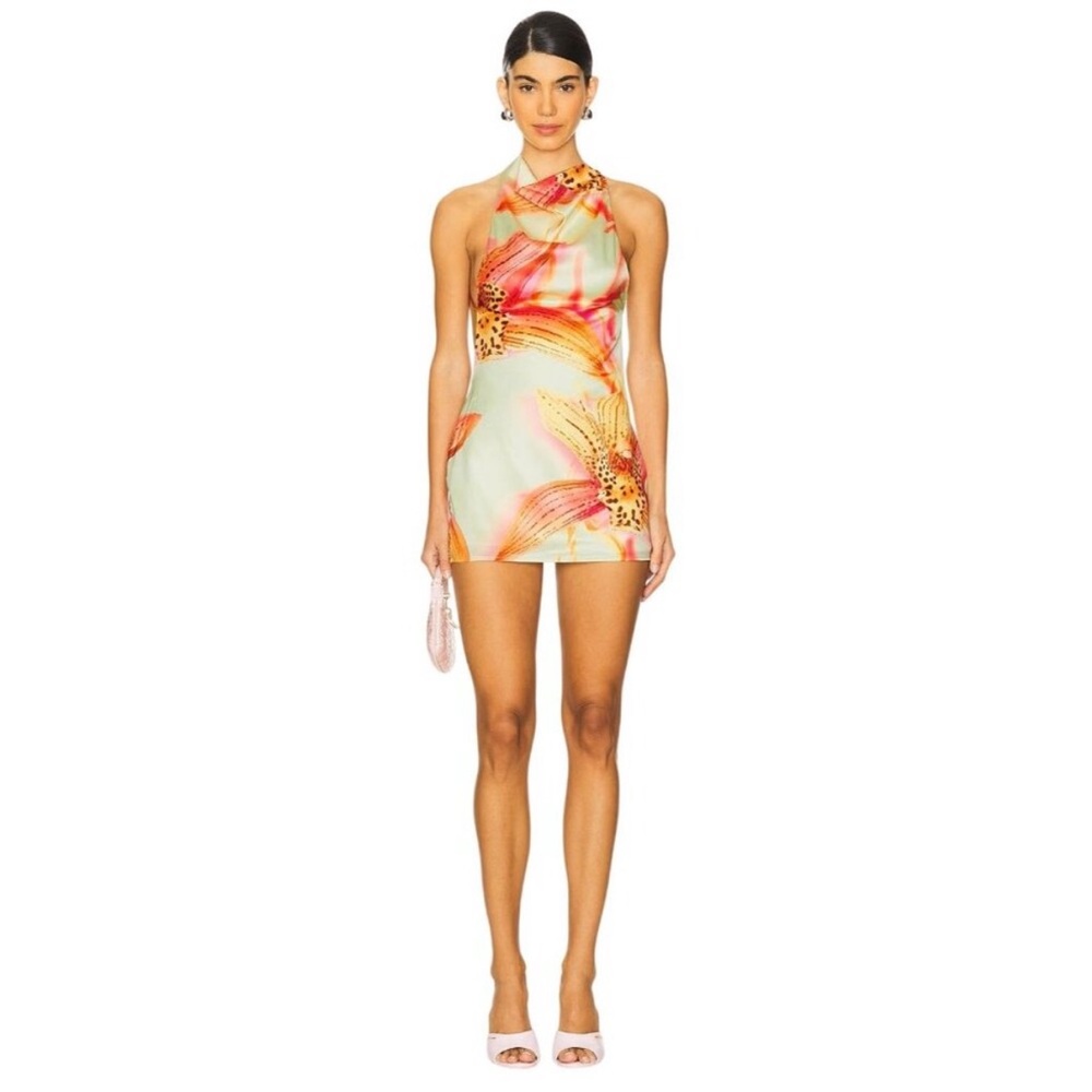 Jaded London Floral Satin Mini Dress in Red, Pink and Yellow - Picture 4 of 11